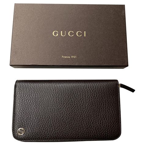 gucci brown leather wallet|Gucci leather zip around wallet.